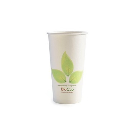 16oz Single Wall Bio Coffee Cup Leaf White 1000 pcs