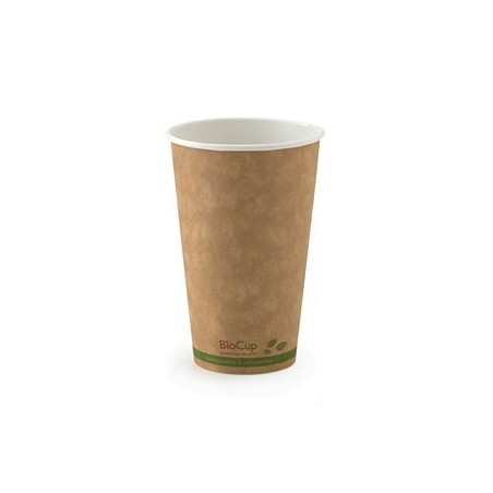16oz Single Wall Bio Coffee Cup Leaf Kraft 1000 pcs